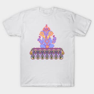 Lord Ganesha Hindu Elephant Head God Paisley Border T-Shirt